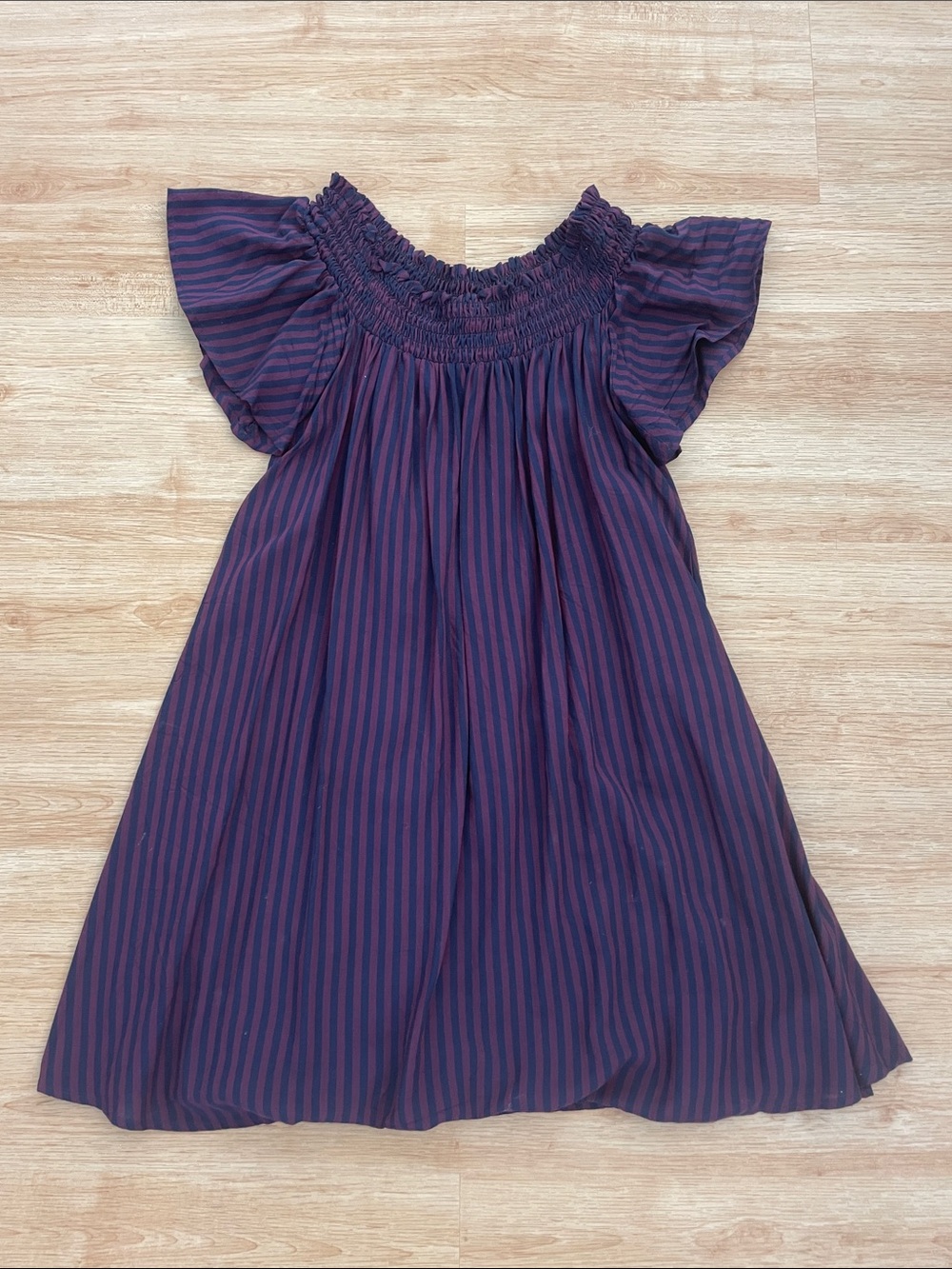 Urban Outfitters Purple & Pink Striped Smocked-Top Casual Dress